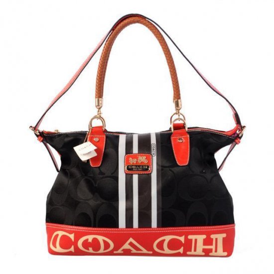 Coach Braided In Signature Large Black Totes BFQ | Coach Outlet Canada - Click Image to Close